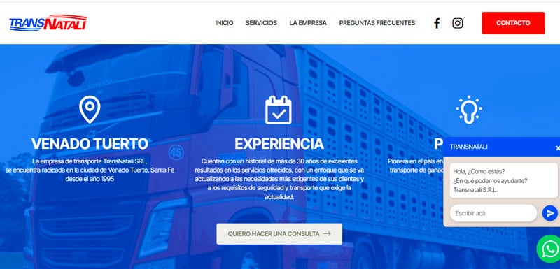Sitio web de Transnatali diseñado por Pensamos Primero